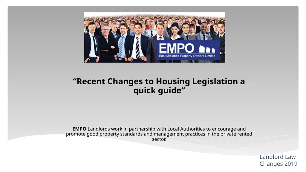“Recent Changes to Housing Legislation a quick - slide 1 of 16