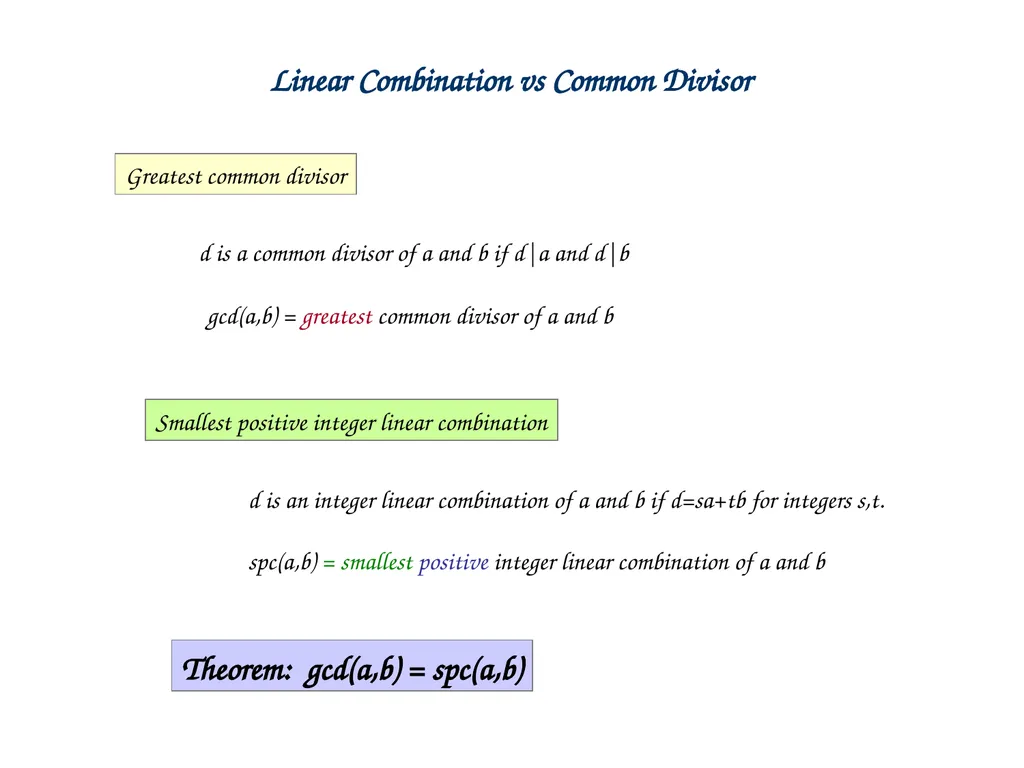 Linear Combination vs Common Divisor Greatest - slide 1 of 45