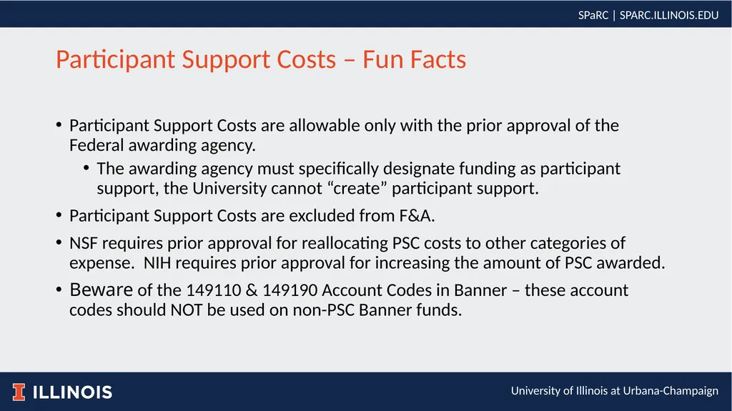 Participant Support vs. Human Subject Payments - slide 10 of 14