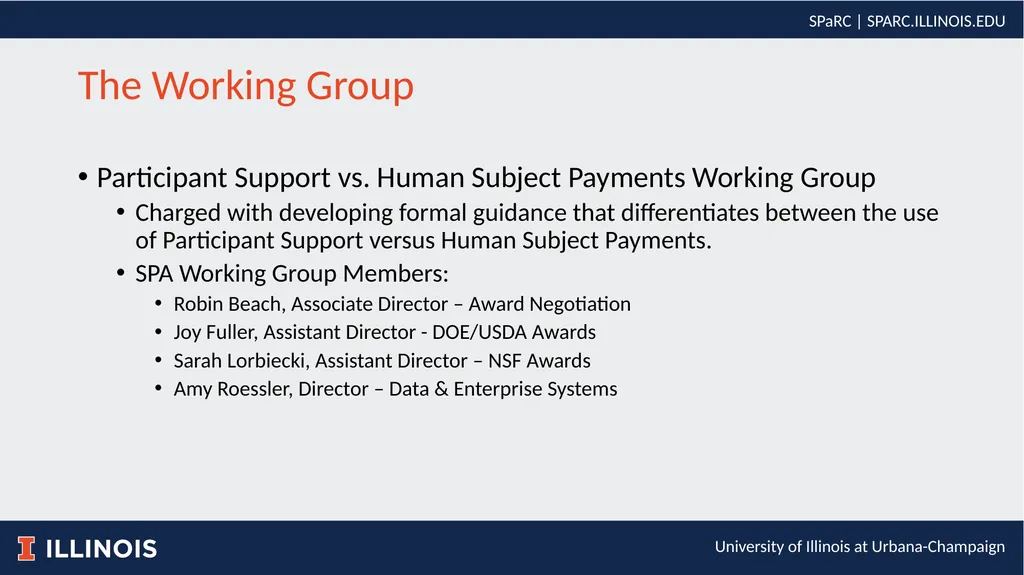 Participant Support vs. Human Subject Payments - slide 12 of 14