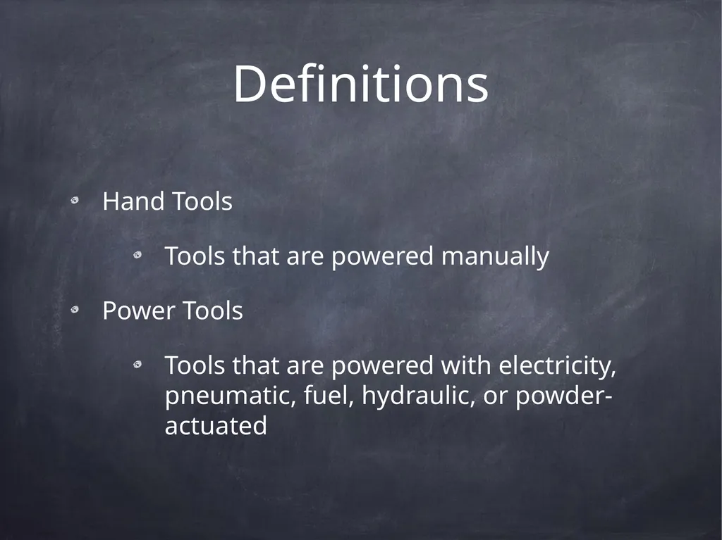 Hand & Power Tool Safety This material was - slide 5 of 37