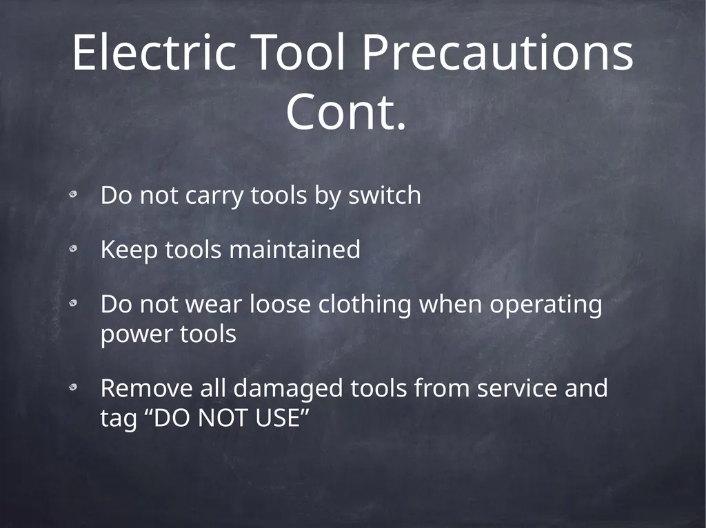 Hand & Power Tool Safety This material was - slide 19 of 37