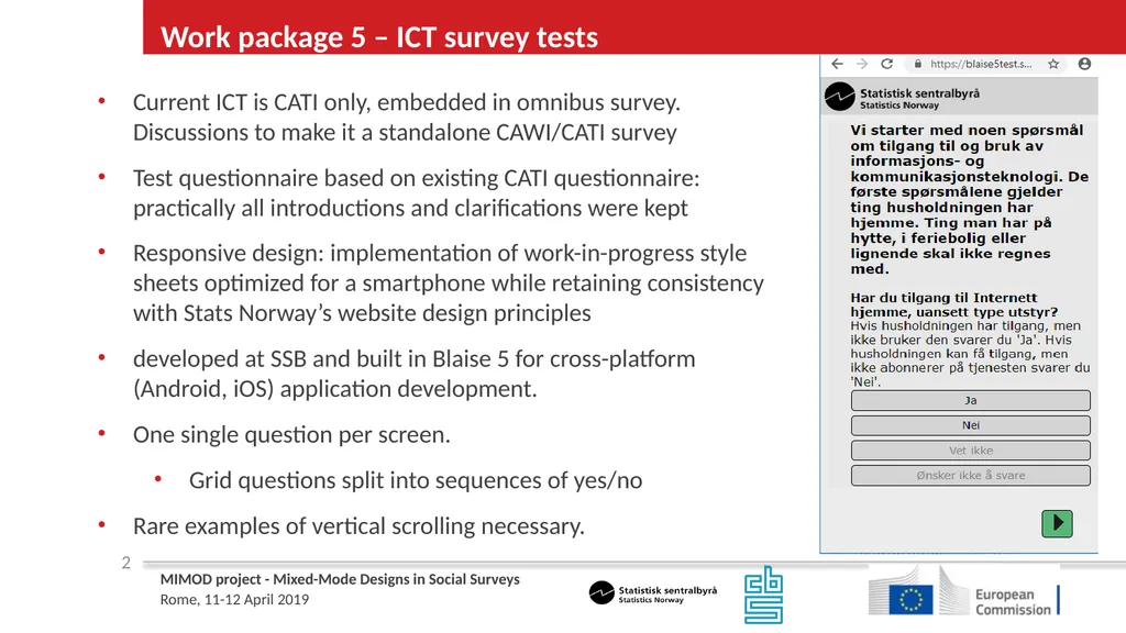 WP5 Deliverable 4 - Summary results from testing - slide 2 of 22