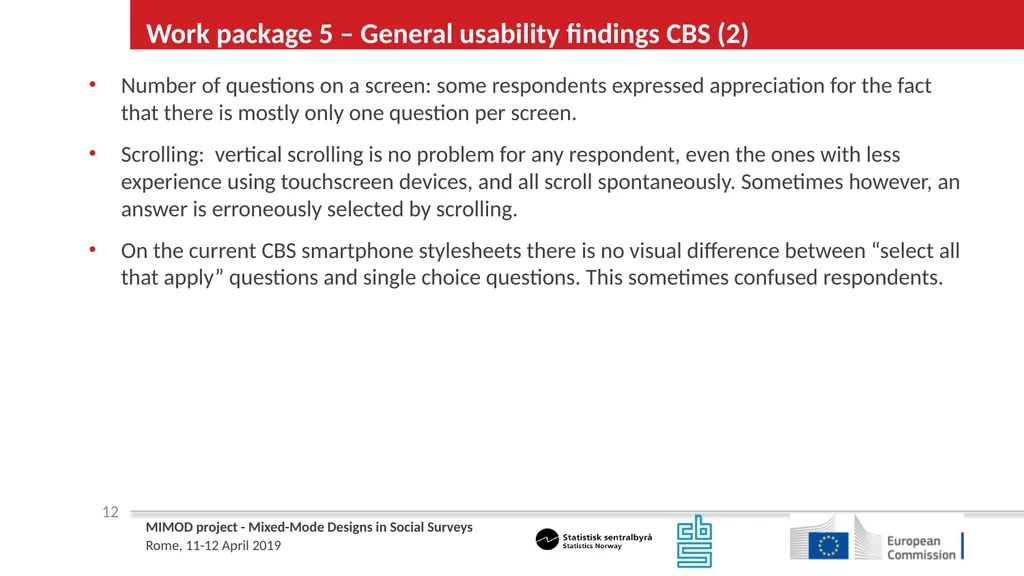 WP5 Deliverable 4 - Summary results from testing - slide 12 of 22
