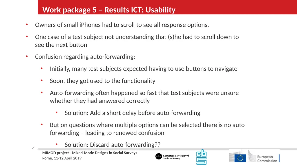 WP5 Deliverable 4 - Summary results from testing - slide 4 of 22