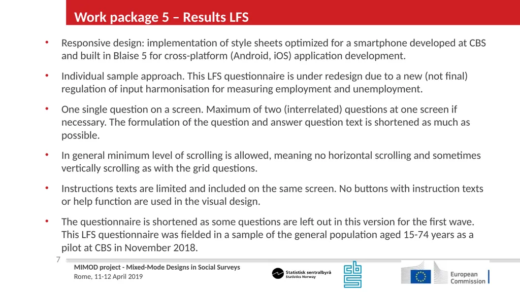 WP5 Deliverable 4 - Summary results from testing - slide 7 of 22