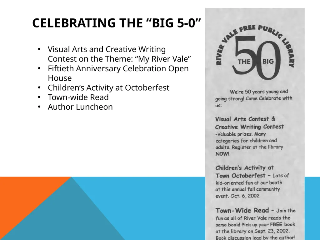 Library Milestones Celebrating your library’s - slide 8 of 14