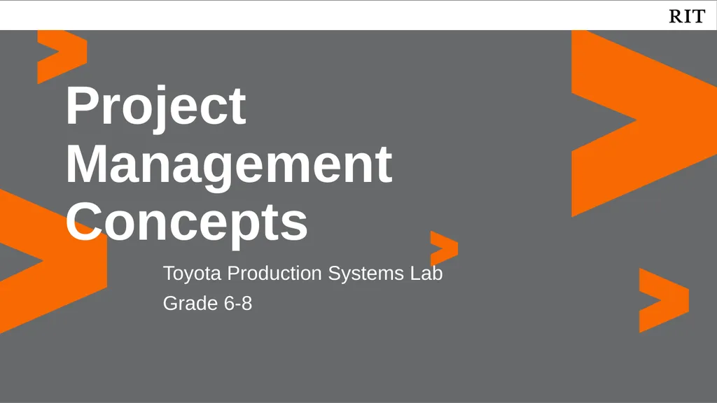 Project Management Concepts Toyota Production - slide 1 of 12