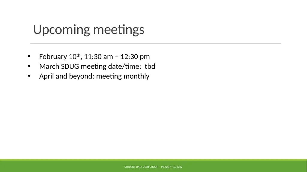 Data Warehouse Student Data User Group January 13, - slide 15 of 16