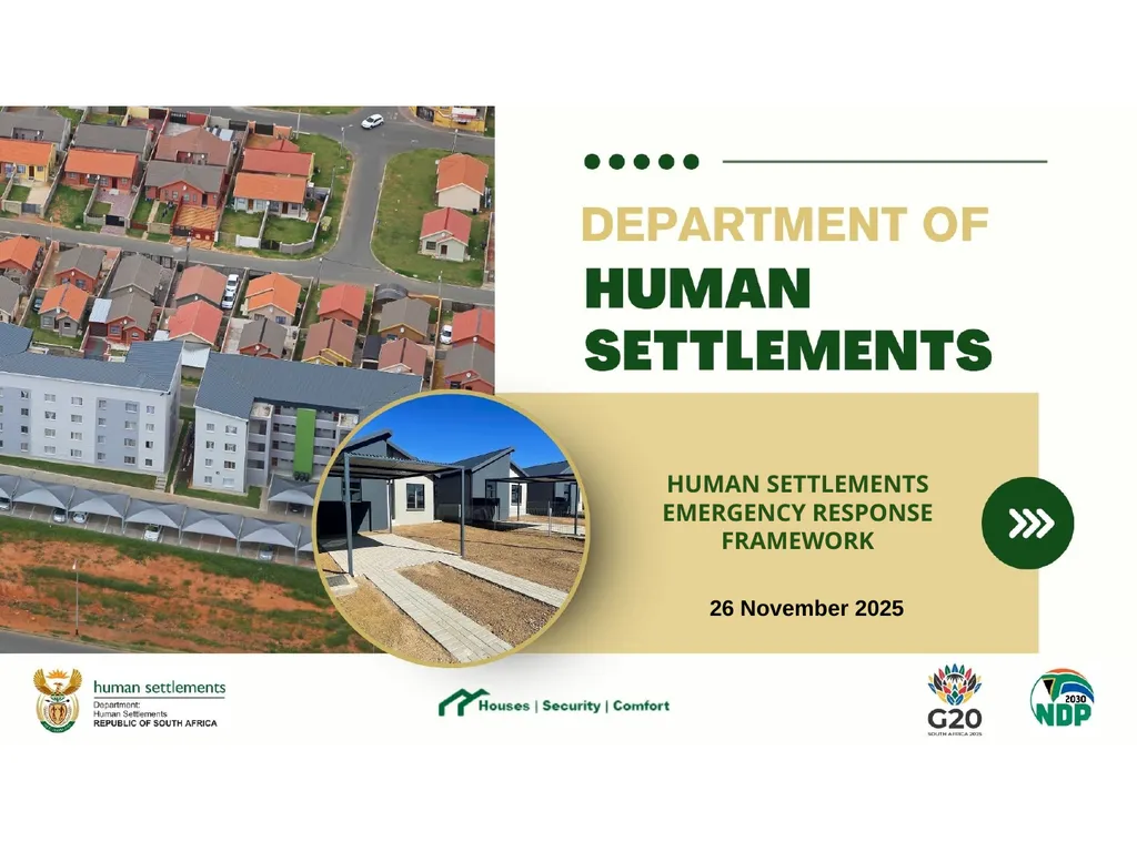 HUMAN SETTLEMENTS EMERGENCY RESPONSE FRAMEWORK 26 - slide 1 of 21