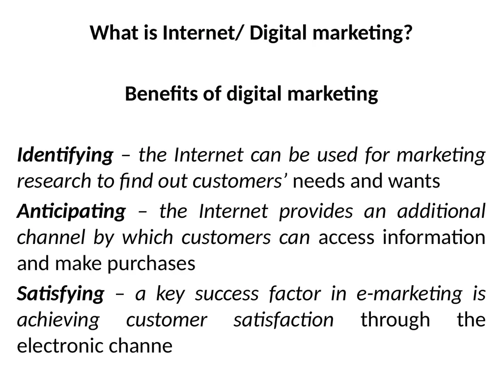 Digital Marketing Digital marketing fundamentals: - slide 33 of 41