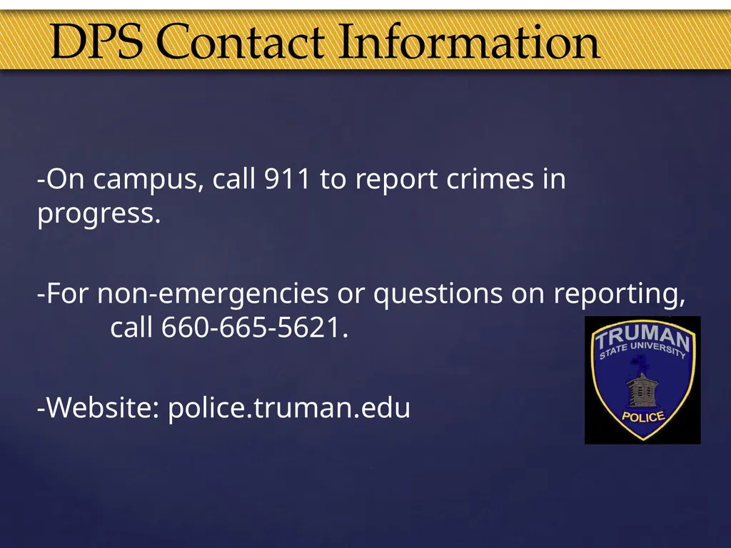 Truman Campus Security Authority Training Goal and - slide 24 of 25