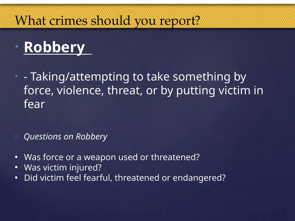 Truman Campus Security Authority Training Goal and - slide 15 of 25