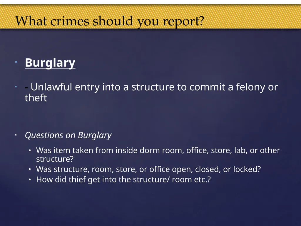 Truman Campus Security Authority Training Goal and - slide 16 of 25