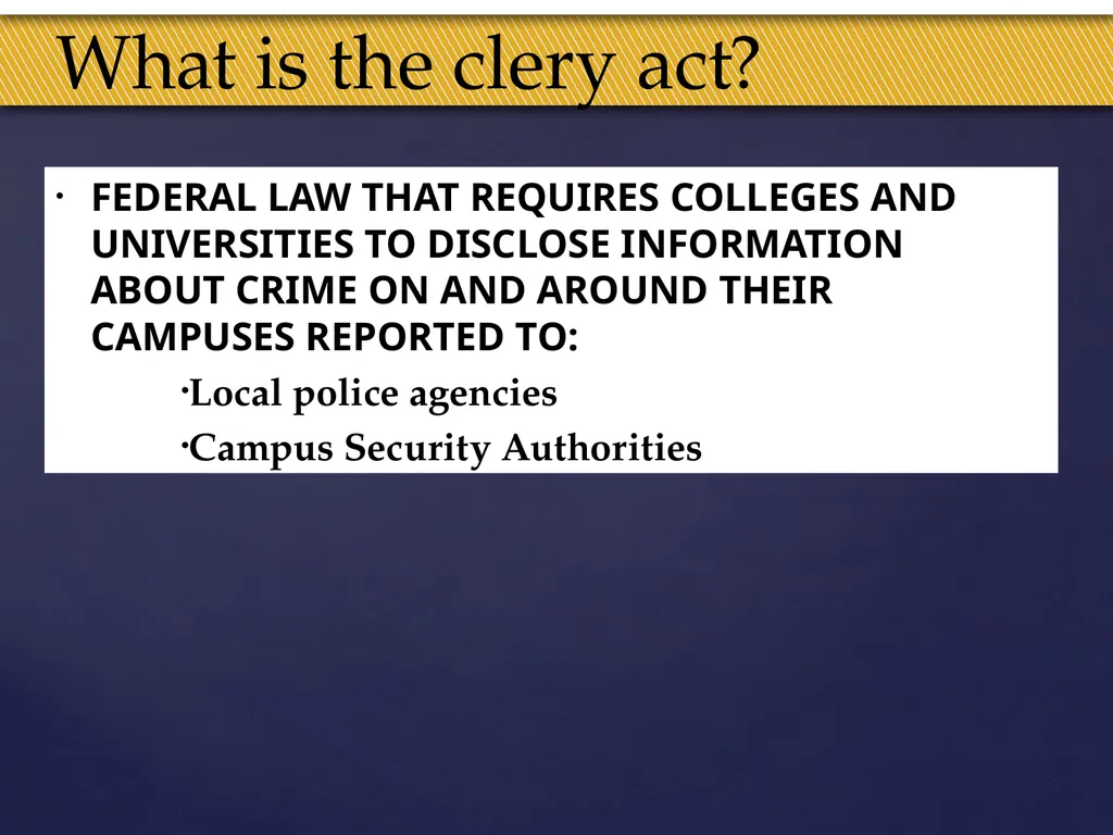 Truman Campus Security Authority Training Goal and - slide 5 of 25