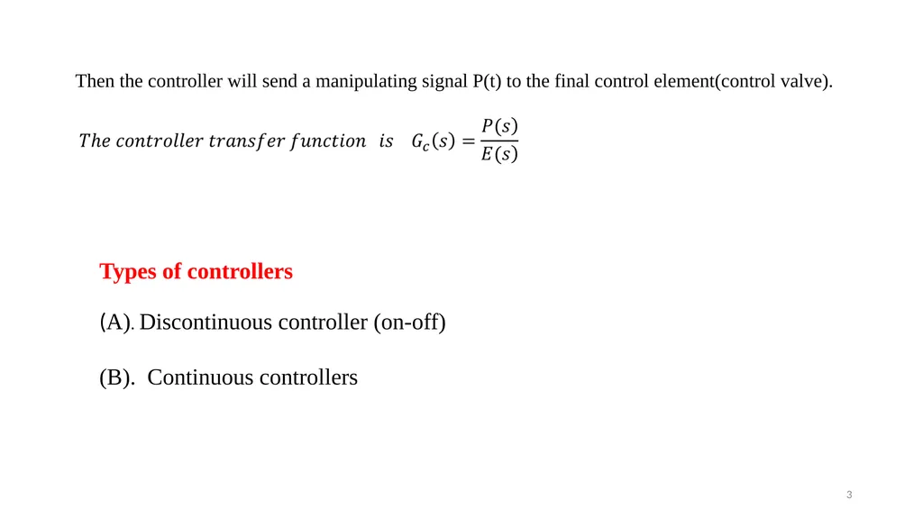 Process Control Course II Lecture 4 The - slide 3 of 19
