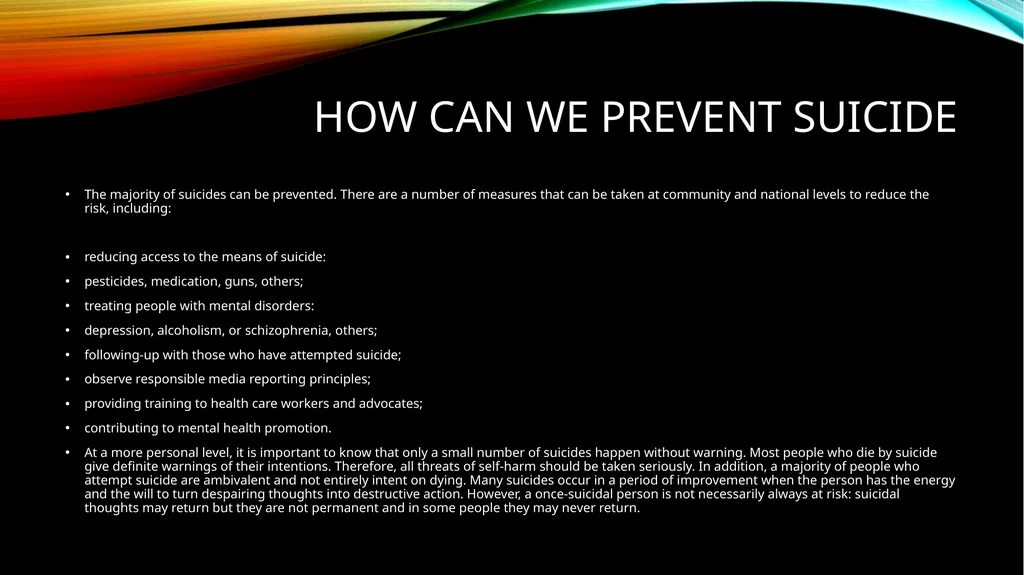 What is suicide? What is world suicide prevention - slide 9 of 12