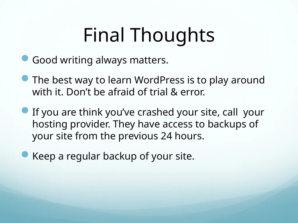 Toes in the Water Getting your feet wet with a - slide 20 of 22