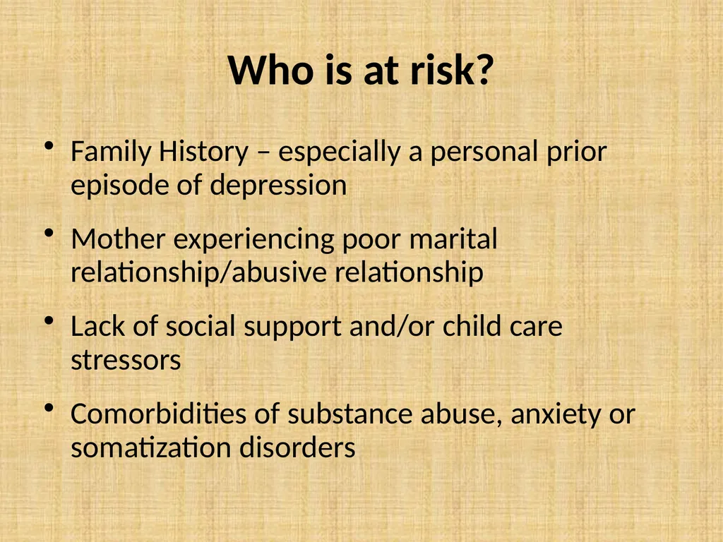 psychological complication, post-partum blues, - slide 19 of 36