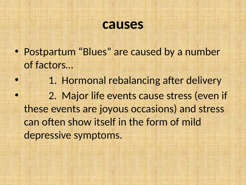 psychological complication, post-partum blues, - slide 12 of 36