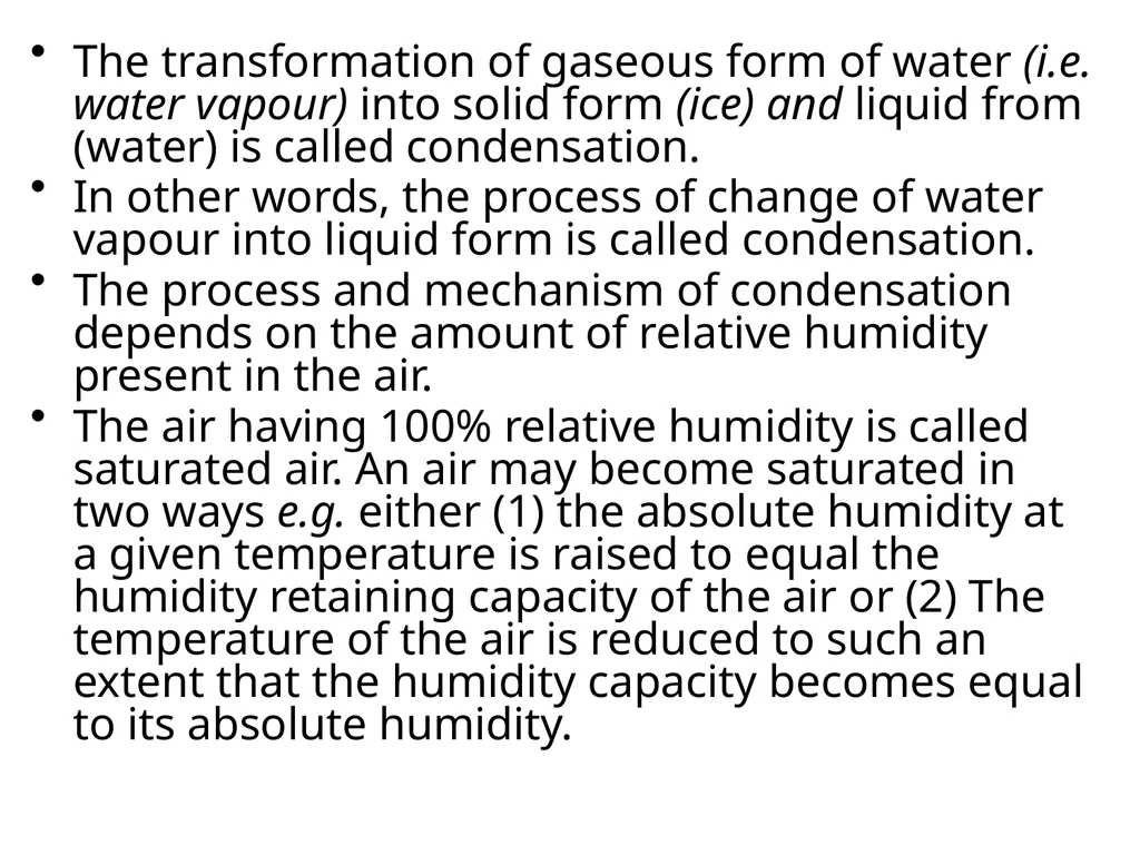 CONDENSATION AND ASSOCIATED FORMS The - slide 2 of 5