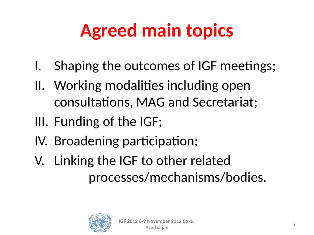 Accessibility of the IGF for persons with - slide 5 of 8