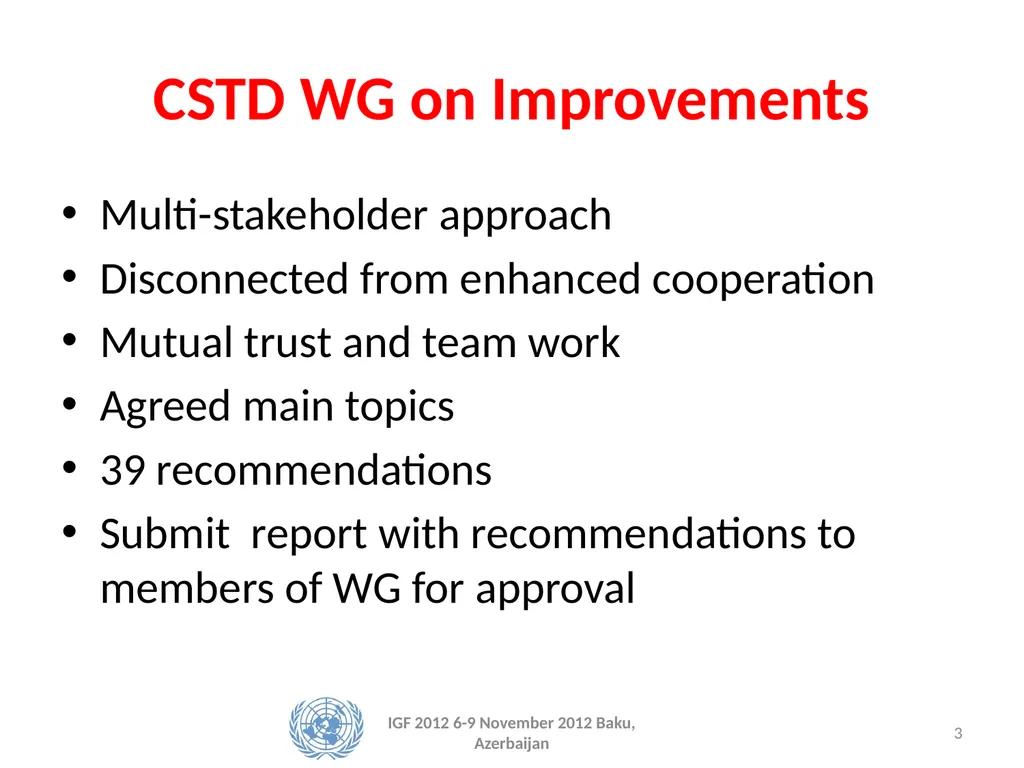 Accessibility of the IGF for persons with - slide 3 of 8