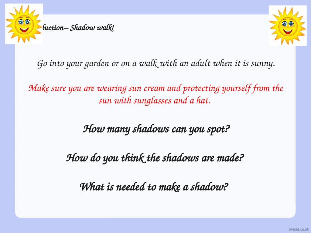 WALT: - recognise how shadows are formed - - slide 4 of 12
