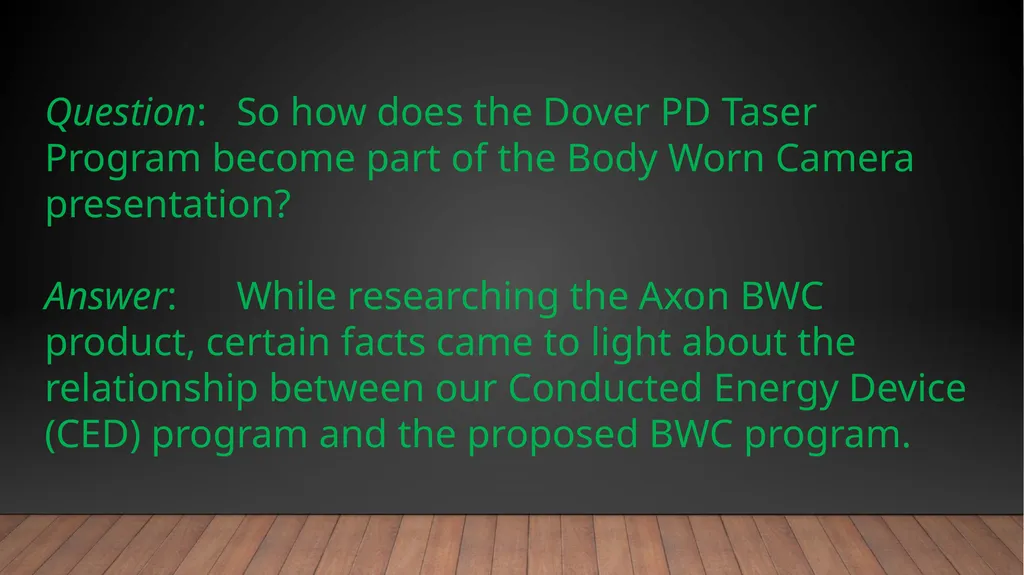 Body Worn Camera 2021 Program recommendation Dover - slide 9 of 26