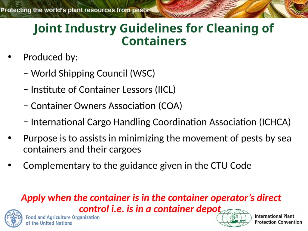 Sea Containers Task Force Update IPPC Secretariat - slide 10 of 20