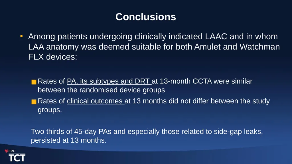 One-Year Outcomes after Amulet or Watchman/FLX - slide 15 of 15