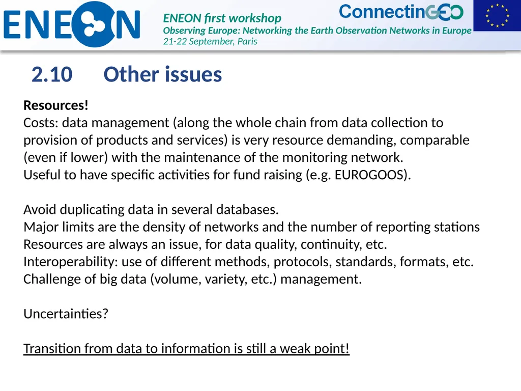 Summary on data availability, sharing, and gaps - slide 12 of 13