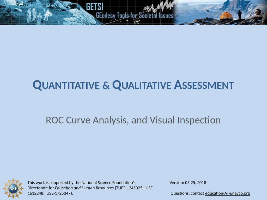 Quantitative & Qualitative Assessment ROC Curve - slide 1 of 13