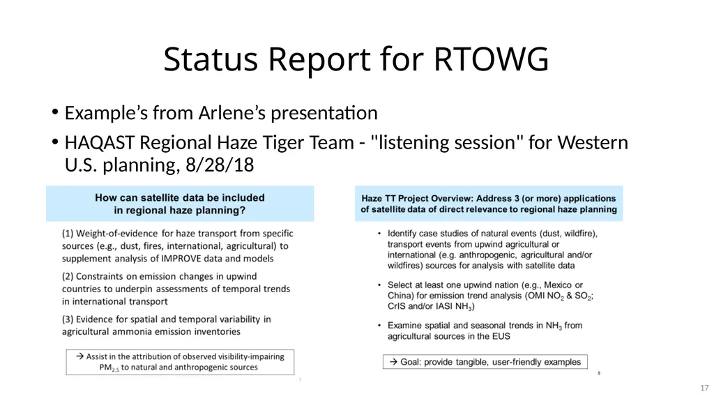 WRAP TSC/Co-Chairs Call Workplan Progress Update - slide 17 of 28