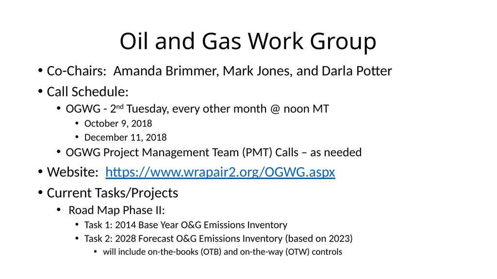 WRAP TSC/Co-Chairs Call Workplan Progress Update - slide 11 of 28