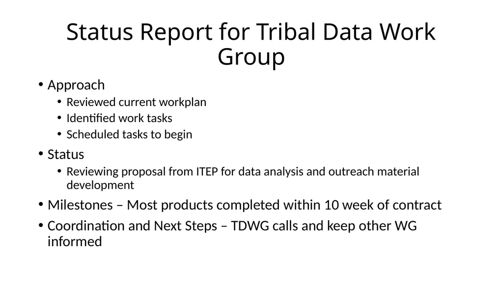 WRAP TSC/Co-Chairs Call Workplan Progress Update - slide 4 of 28