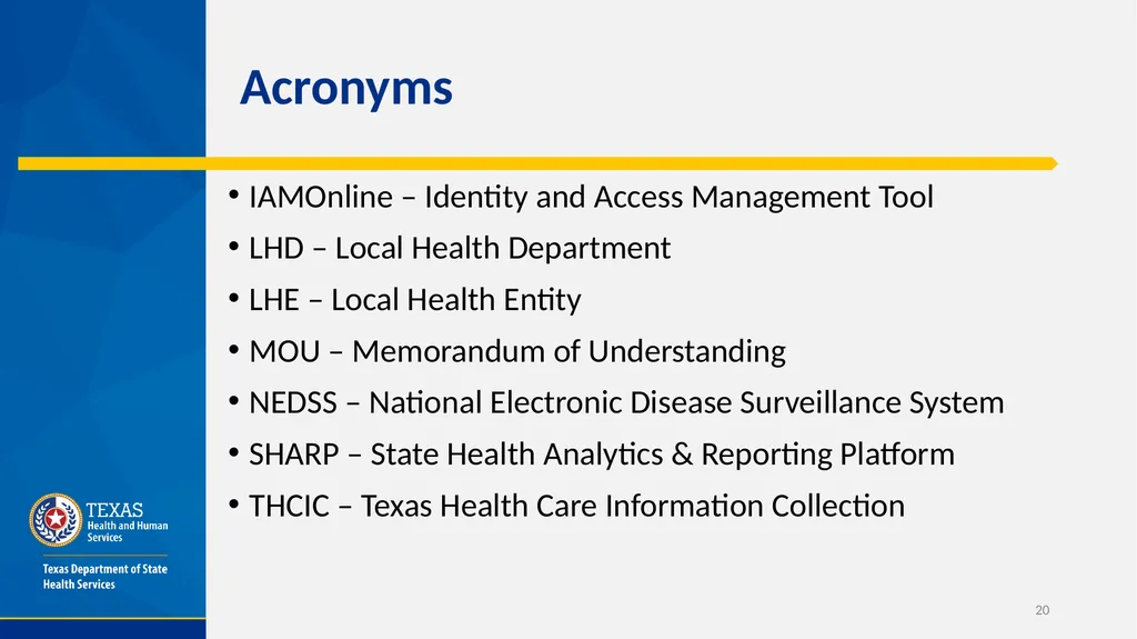Public Health Data Sharing in Texas​ Office of - slide 20 of 20