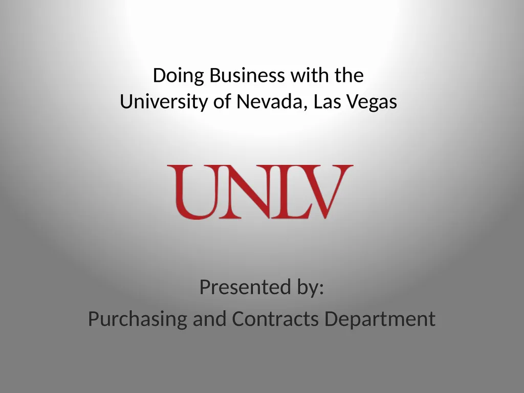 Presented by: Purchasing and Contracts Department - slide 1 of 12