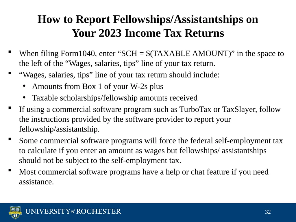 Tax Reporting of Graduate Student Payments School - slide 32 of 34