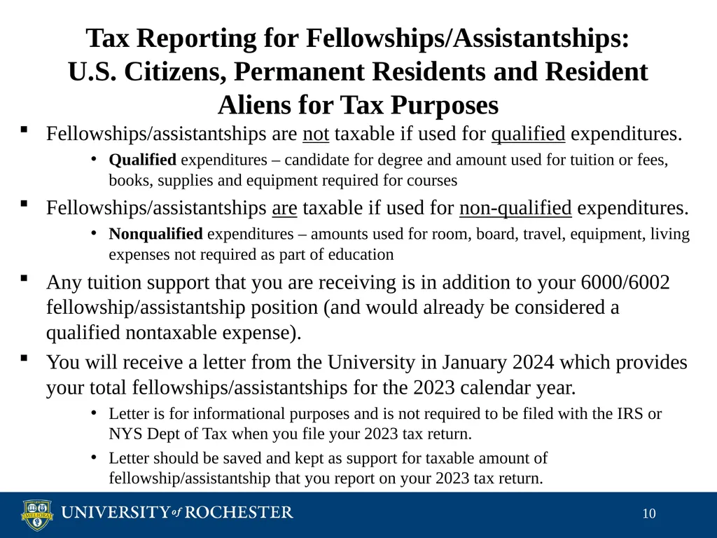 Tax Reporting of Graduate Student Payments School - slide 10 of 34