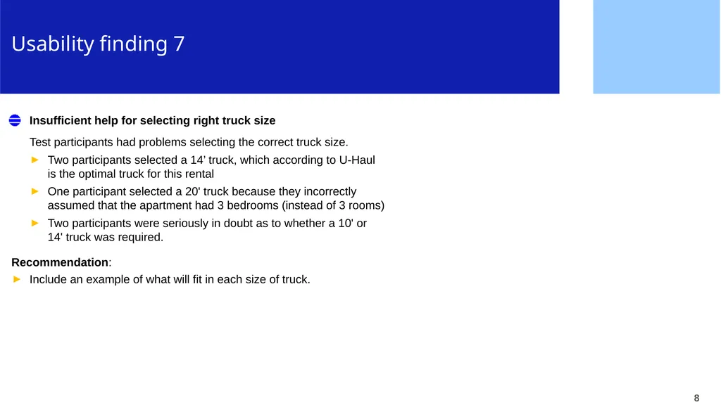 CPUX-UT – Example of Basic Usability Test Report - slide 8 of 15