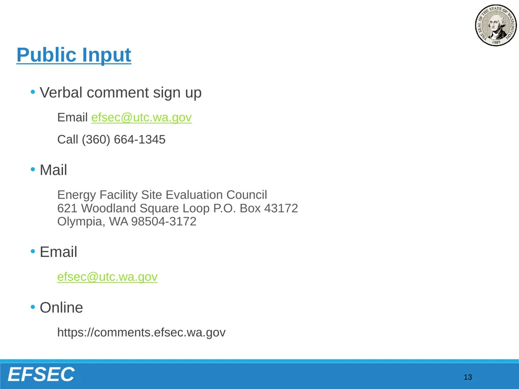 Washington State Energy Facility Site Evaluation - slide 13 of 13