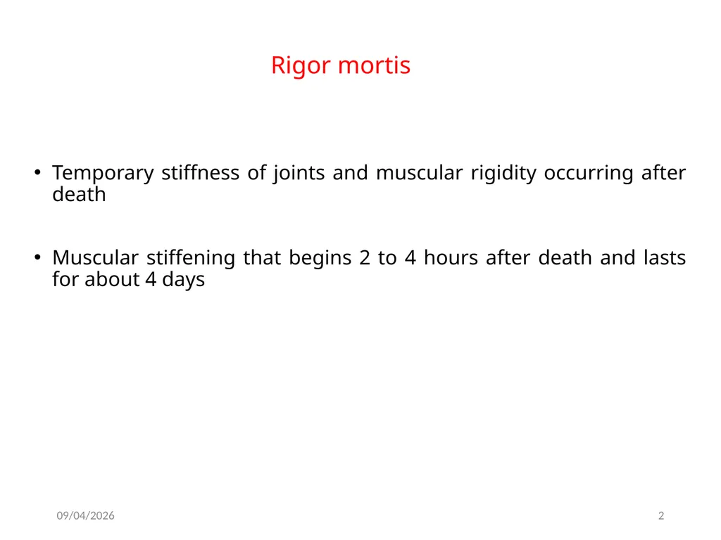 Rigor mortis Dr. Mbaimbai Francis (BVM, MPVM) - slide 2 of 10
