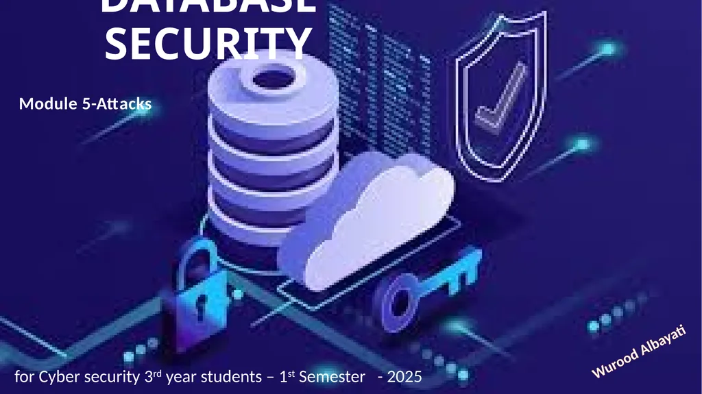 DATABASE SECURITY for Cyber security 3rd year - slide 1 of 12