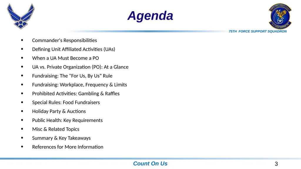 Unit Affiliated Unofficial Activities (UA) Rules, - slide 3 of 18