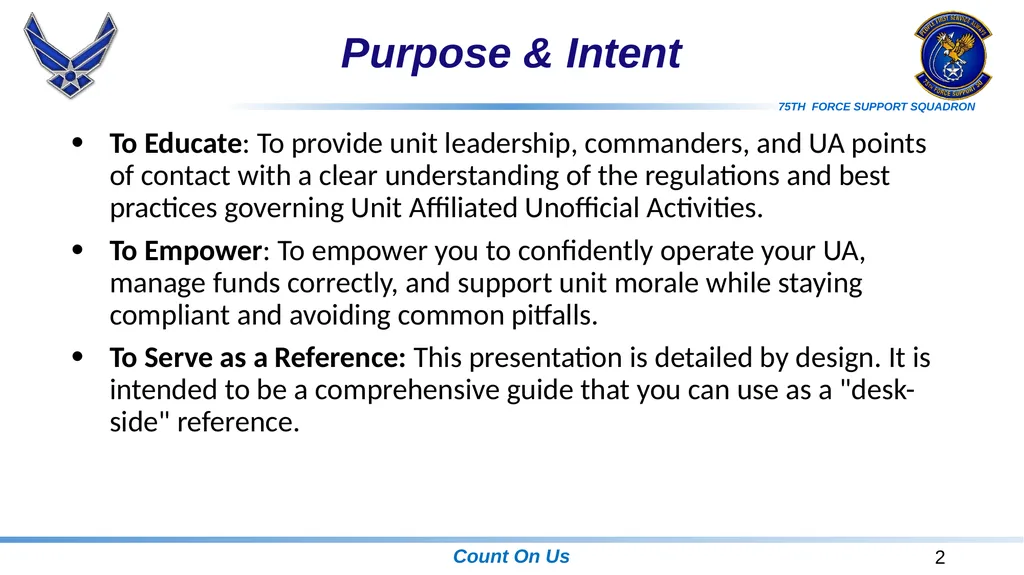 Unit Affiliated Unofficial Activities (UA) Rules, - slide 2 of 18