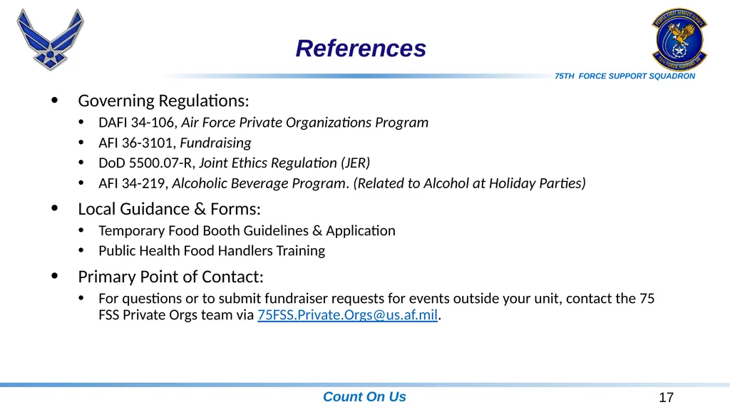 Unit Affiliated Unofficial Activities (UA) Rules, - slide 17 of 18