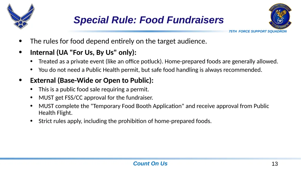 Unit Affiliated Unofficial Activities (UA) Rules, - slide 13 of 18