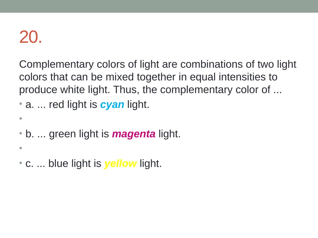 Physics: Light and Color Review worksheet 1. A - slide 18 of 26