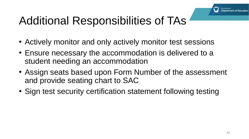 District Assessment Coordinator Training Session - slide 60 of 105